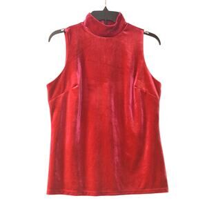 INC International Concepts Velvet Mock-Neck Sleeveless Top in Crimson Autumn